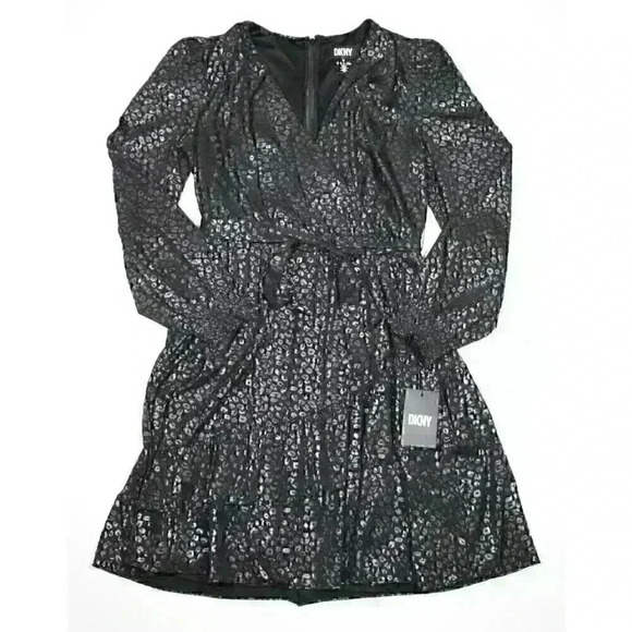 Dkny Dresses & Skirts - NEW! DKNY Women's 6 Long Sleeve V-Neck Ruffle Printed Fit & Flare Dress NWT $134